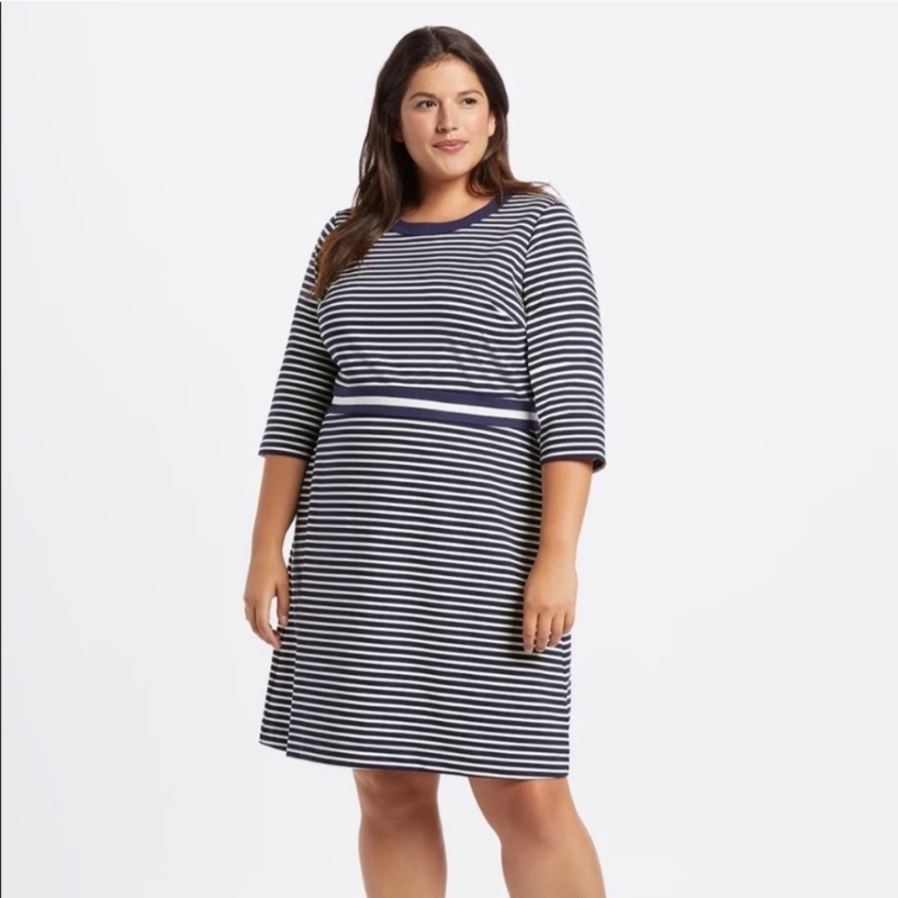 NWT Draper James 3X Navy & White Presley Dress